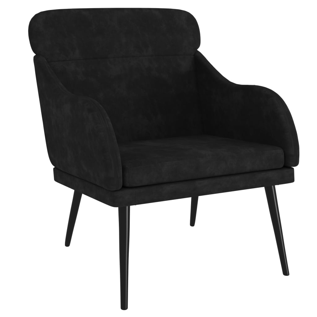 Zwarte Fluweel Fauteuil met Metalen Frame - 34% Korting