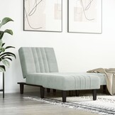 Verstelbare Chaise Longue Fluweel Lichtgrijs - 59% Korting
