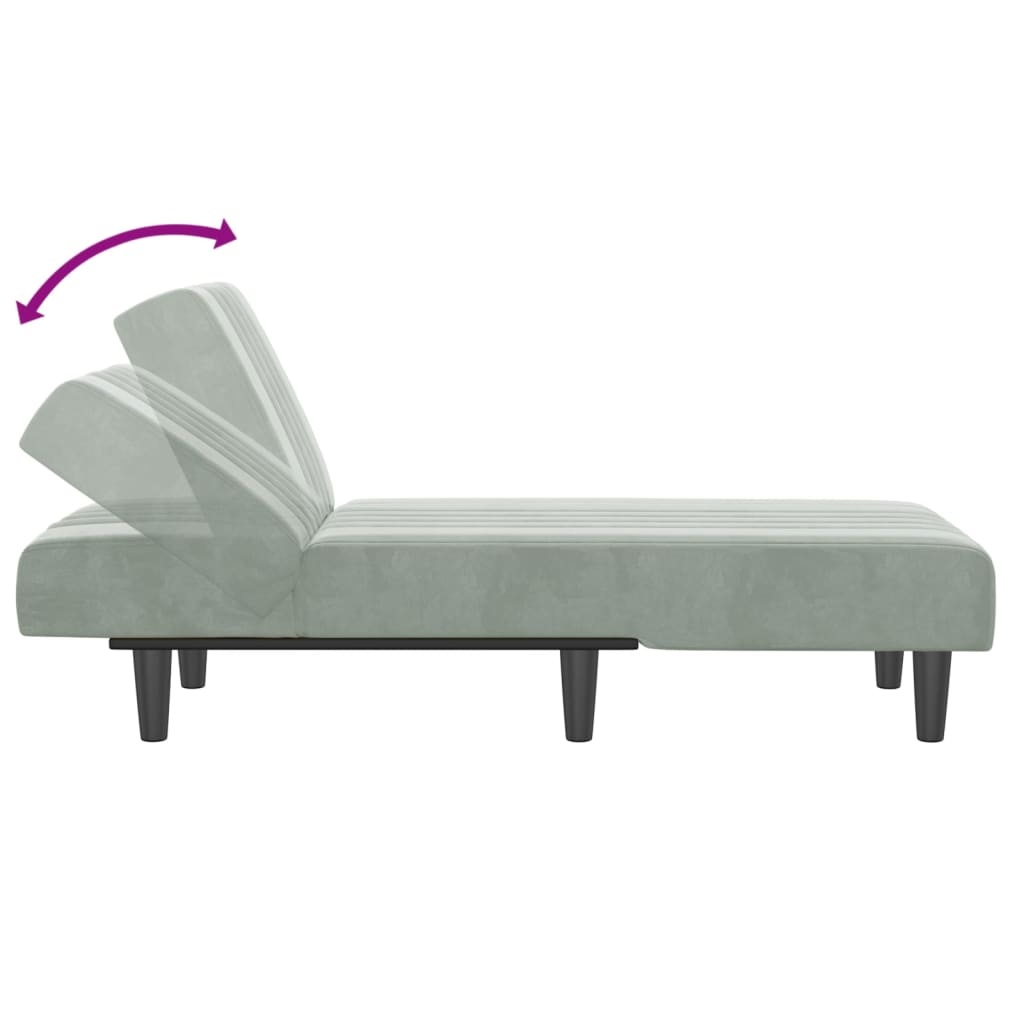 Verstelbare Chaise Longue Fluweel Lichtgrijs - 59% Korting