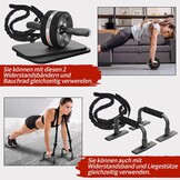 6-in-1 Ab Roller Set met Fitness Band & Push-up Bars - Zwart (-28%)
