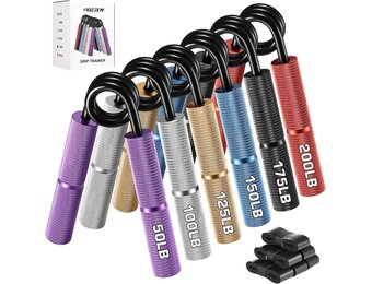 Hozzen handtrainer vingertrainer, gripkrachttrainer trainingsset - 6 stuks (50/100/125/150/175/200LB) polstrainer, robuuste handgreep voor spieropbouw en handrevalidatieoefeningen