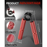 Hozzen handtrainer vingertrainer, gripkrachttrainer trainingsset - 6 stuks (50/100/125/150/175/200LB) polstrainer, robuuste handgreep voor spieropbouw en handrevalidatieoefeningen