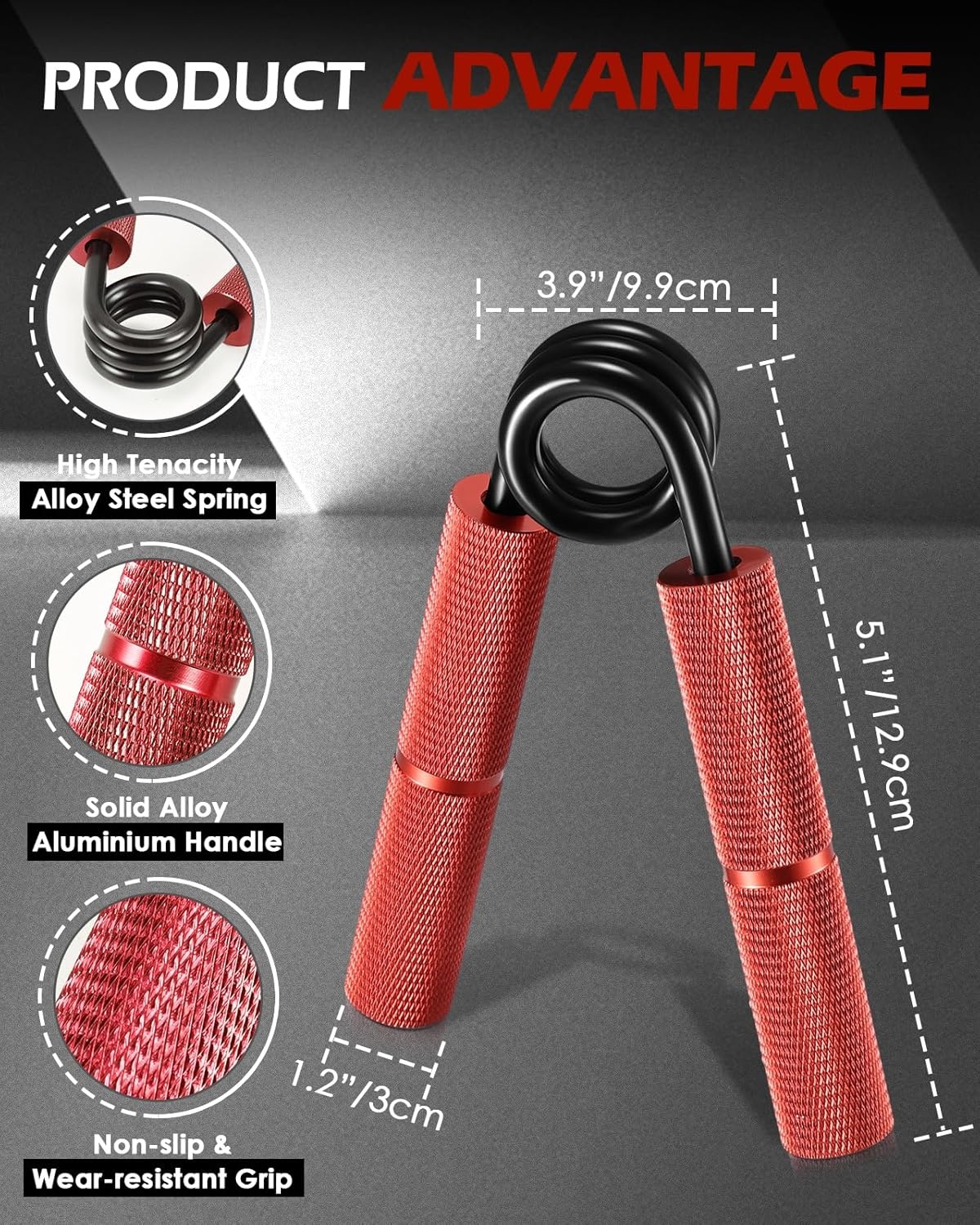 Hozzen handtrainer vingertrainer, gripkrachttrainer trainingsset - 6 stuks (50/100/125/150/175/200LB) polstrainer, robuuste handgreep voor spieropbouw en handrevalidatieoefeningen