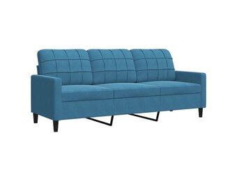 VidaXL Driezitsbank 180 cm Blauw Fluweel - 35% Korting