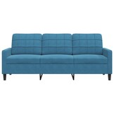 VidaXL Driezitsbank 180 cm Blauw Fluweel - 35% Korting