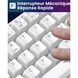 TECURS Mechanisch Gaming Toetsenbord Azerty 65% TKL Wireless RGB Bluetooth/2.4G/Type-C 68 toetsen Rode switches Wit