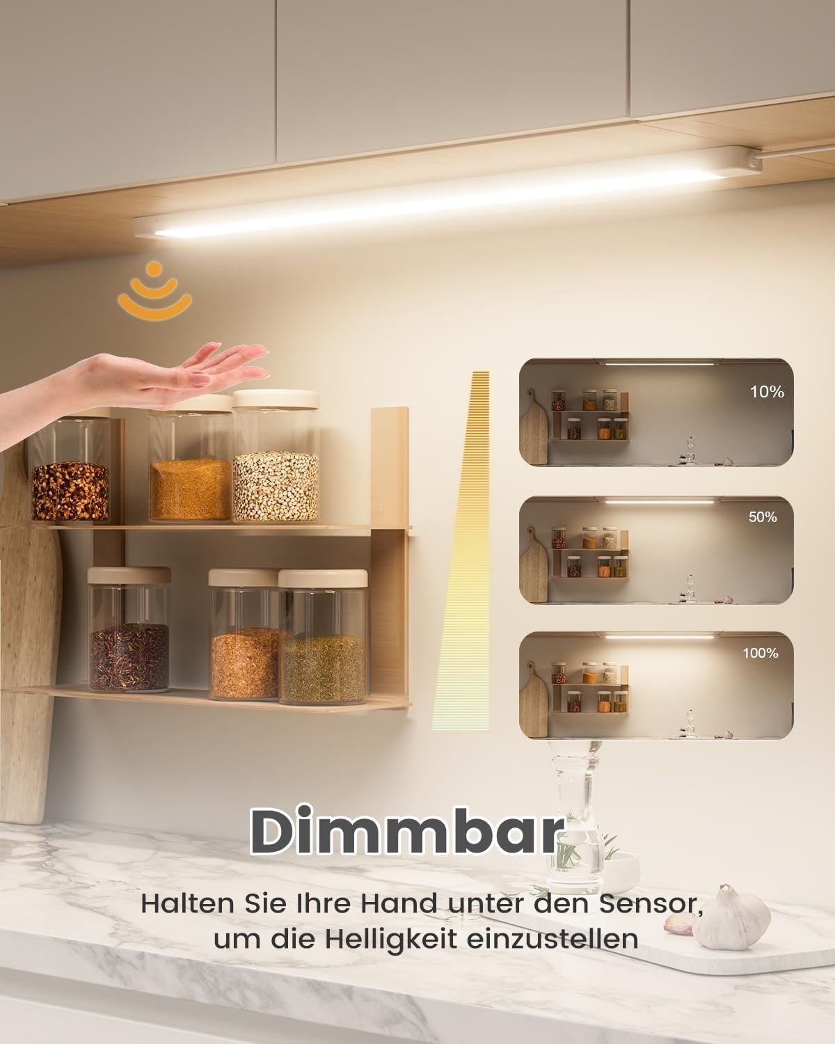 SIBI LIGHTING LED Onderbouwlamp Keuken 90cm Dimbare Keukenverlichting met Sensorgestuurde Bediening, Neutraal Wit 4000K