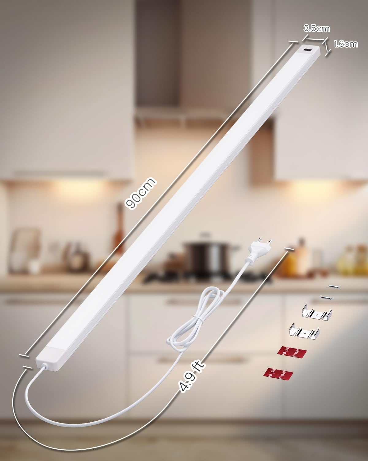 SIBI LIGHTING LED Onderbouwlamp Keuken 90cm Dimbare Keukenverlichting met Sensorgestuurde Bediening, Neutraal Wit 4000K