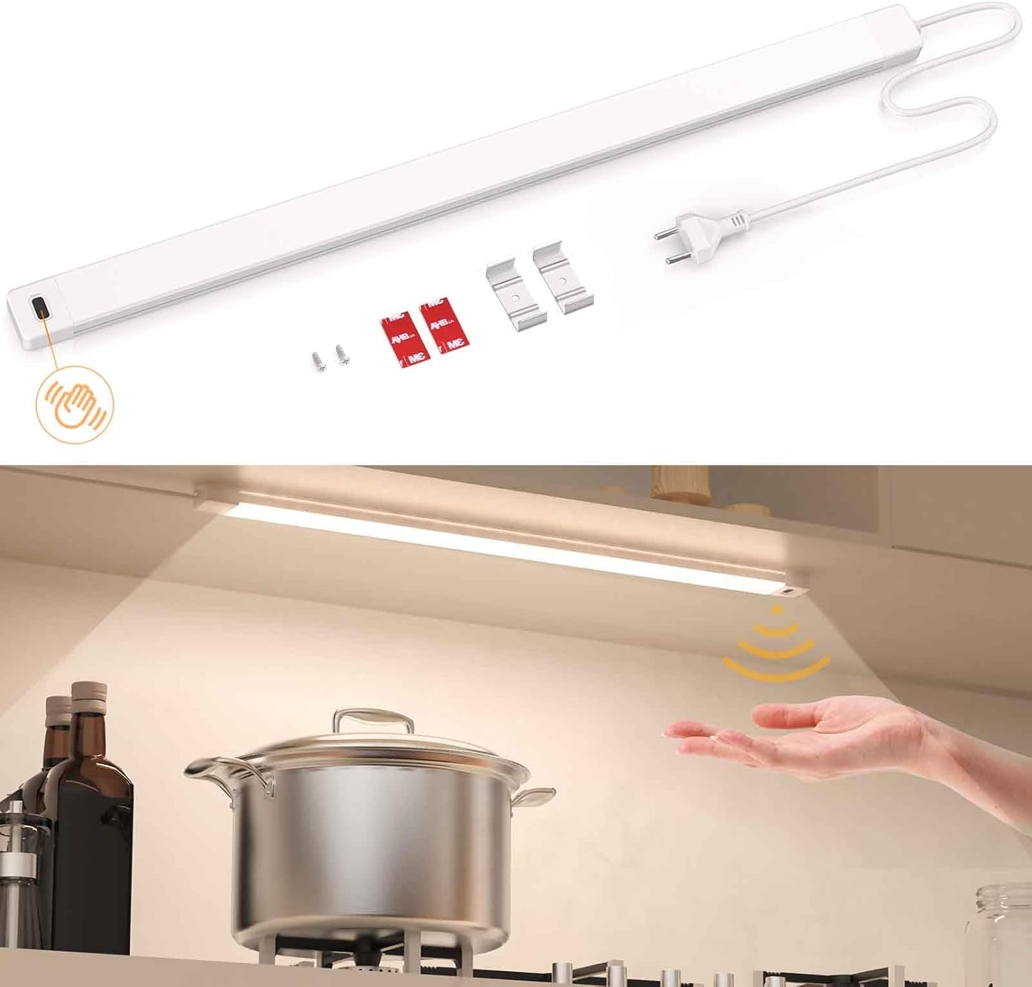 SIBI LIGHTING LED Onderbouwlamp Keuken 90cm Dimbare Keukenverlichting met Sensorgestuurde Bediening, Neutraal Wit 4000K