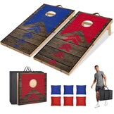 2x Cornhole Spel Set 60 x 30 cm Multikleur - Outdoor Toss Game met 8 Bean Bags en Draagtas