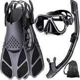 Snorkelset Volwassenen met Verstelbare Flippers & Panoramisch Masker - 28% Korting