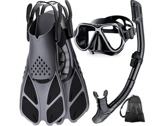 Snorkelset Volwassenen met Verstelbare Flippers & Panoramisch Masker - 28% Korting