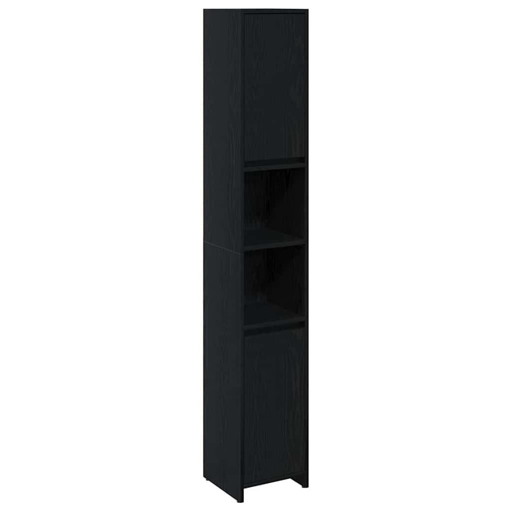vidaXL Badkamerkast Zwart Eiken 30 x 30 x 183.5 cm Bewerkt hout