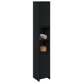 vidaXL Badkamerkast Zwart Eiken 30 x 30 x 183.5 cm Bewerkt hout