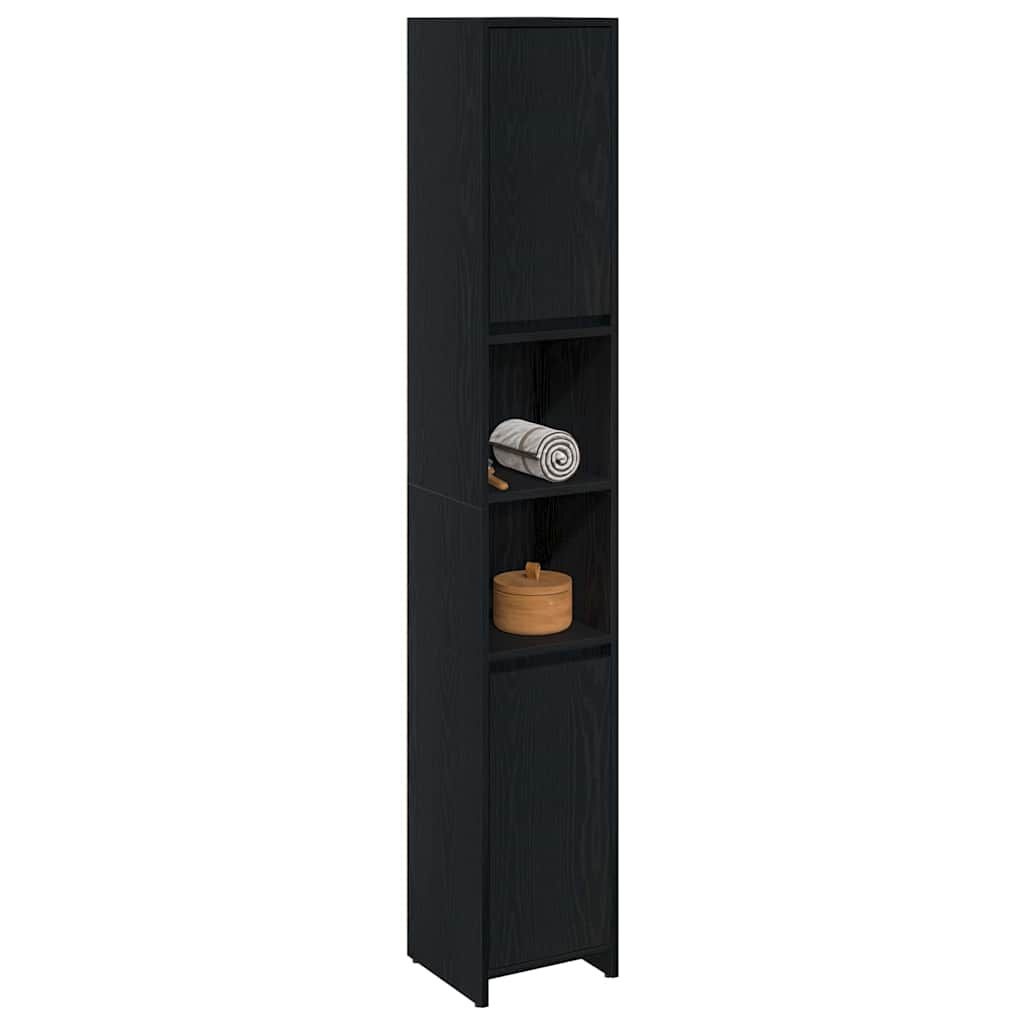 vidaXL Badkamerkast Zwart Eiken 30 x 30 x 183.5 cm Bewerkt hout