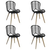 vidaXL Eetkamerstoelen 4 st natuurlijk rattan zwart