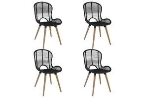 vidaXL Eetkamerstoelen Rattan Zwart - 4 Stuks - 47% Korting