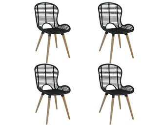 vidaXL Eetkamerstoelen 4 st natuurlijk rattan zwart