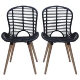 vidaXL Eetkamerstoelen 4 st natuurlijk rattan zwart
