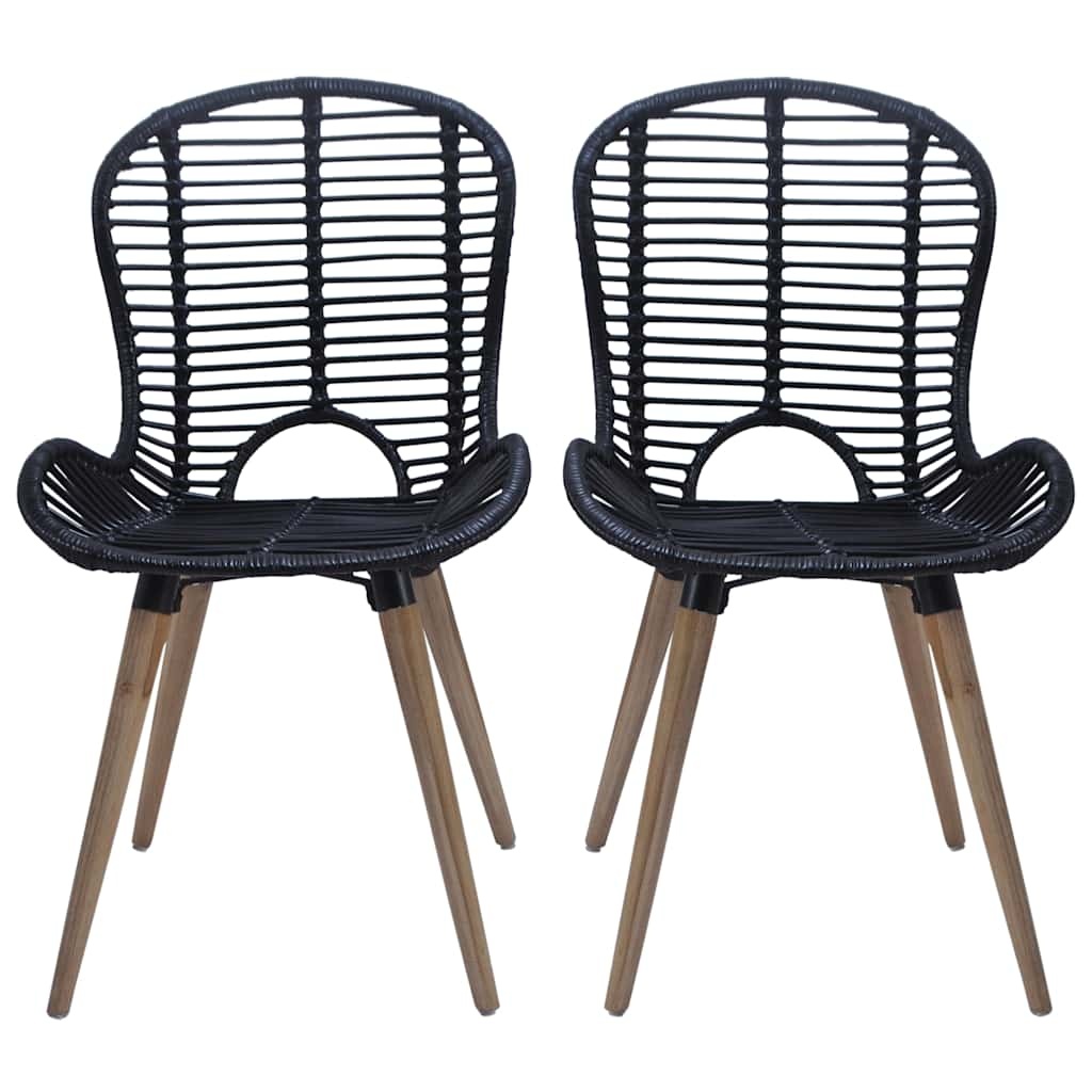 vidaXL Eetkamerstoelen 4 st natuurlijk rattan zwart