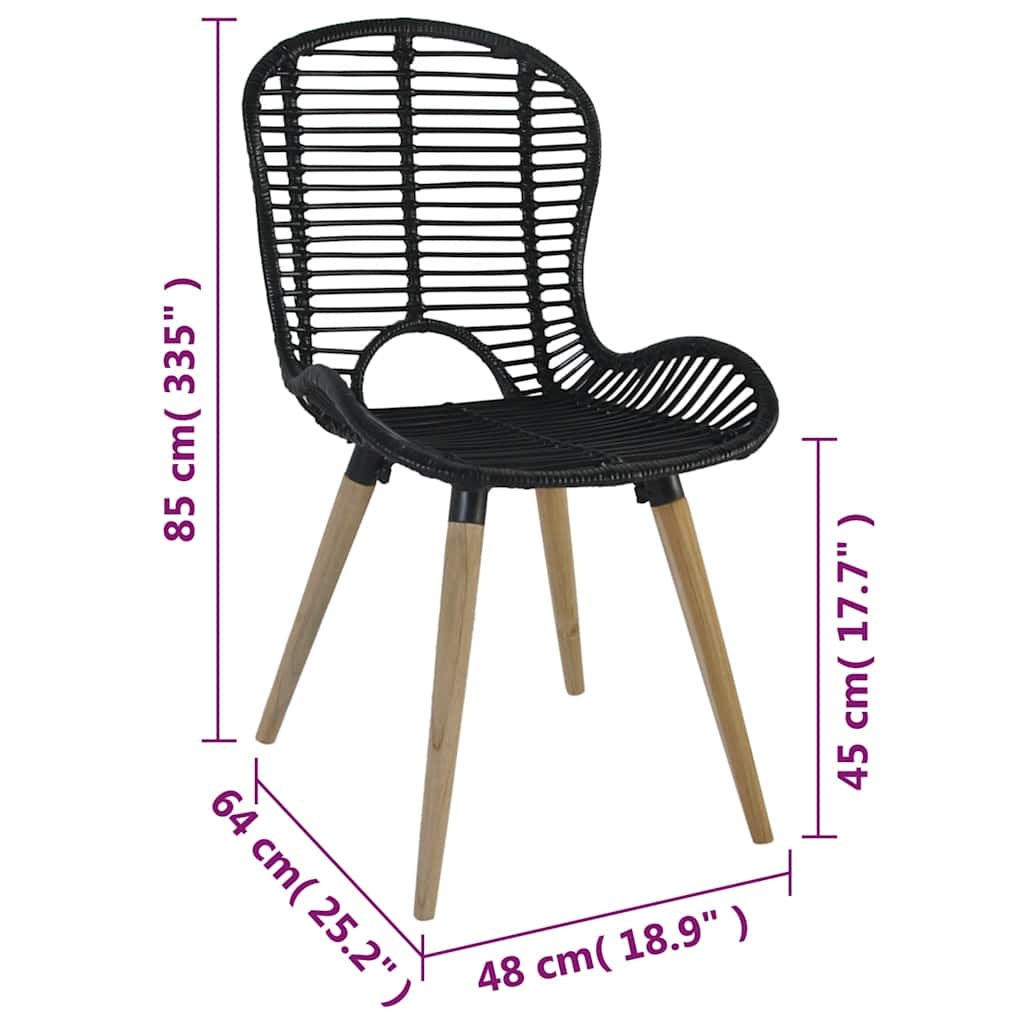 vidaXL Eetkamerstoelen 4 st natuurlijk rattan zwart