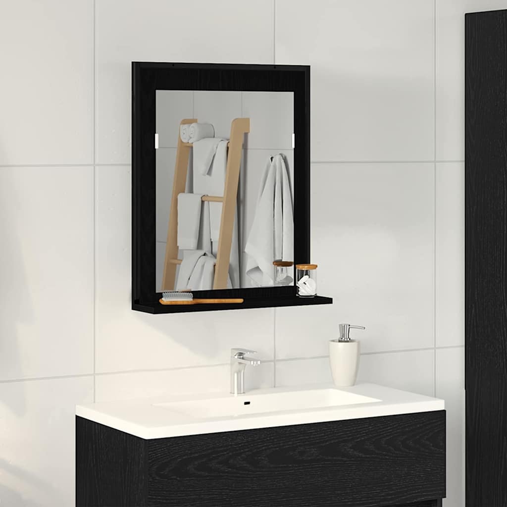 vidaXL Badkamer Spiegel Zwart eiken 50 x 12 x 60 cm Bewerkt hout