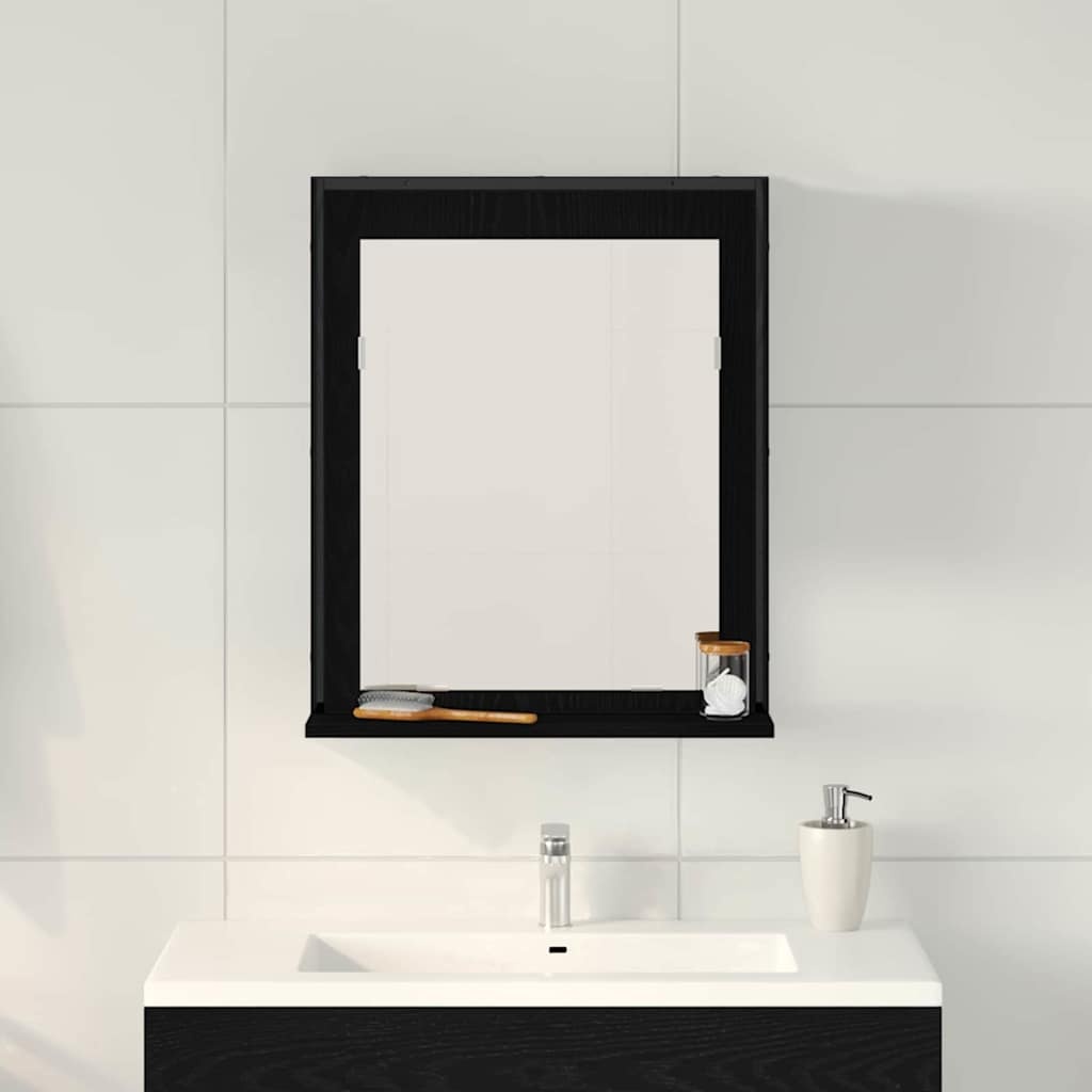 vidaXL Badkamer Spiegel Zwart eiken 50 x 12 x 60 cm Bewerkt hout