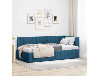 Blauw Fluweel Hoekbedframe met Hoofdbord - 30% Korting