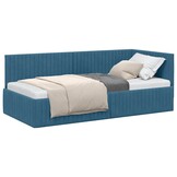 Blauw Fluweel Hoekbedframe met Hoofdbord - 30% Korting