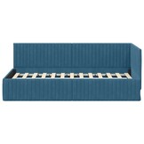 Blauw Fluweel Hoekbedframe met Hoofdbord - 30% Korting