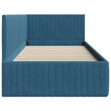 Blauw Fluweel Hoekbedframe met Hoofdbord - 30% Korting
