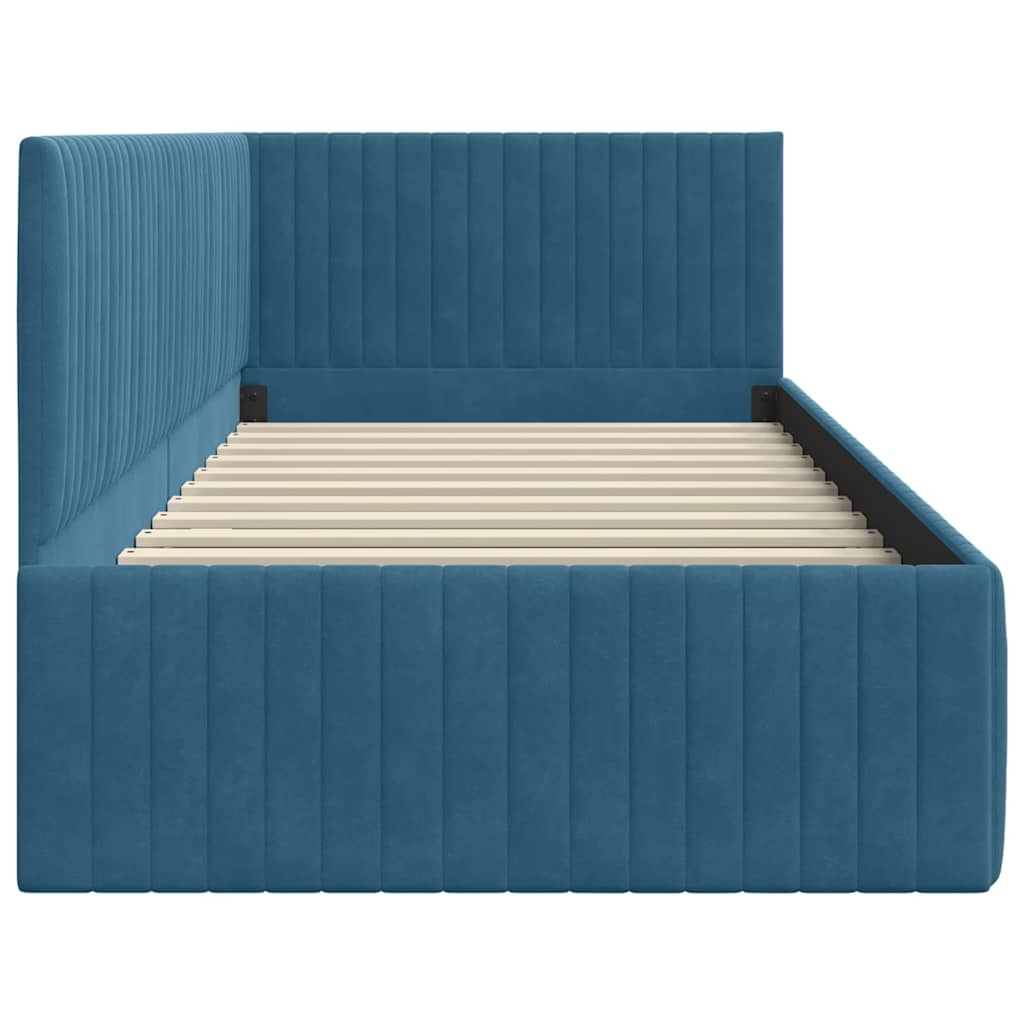 Blauw Fluweel Hoekbedframe met Hoofdbord - 30% Korting