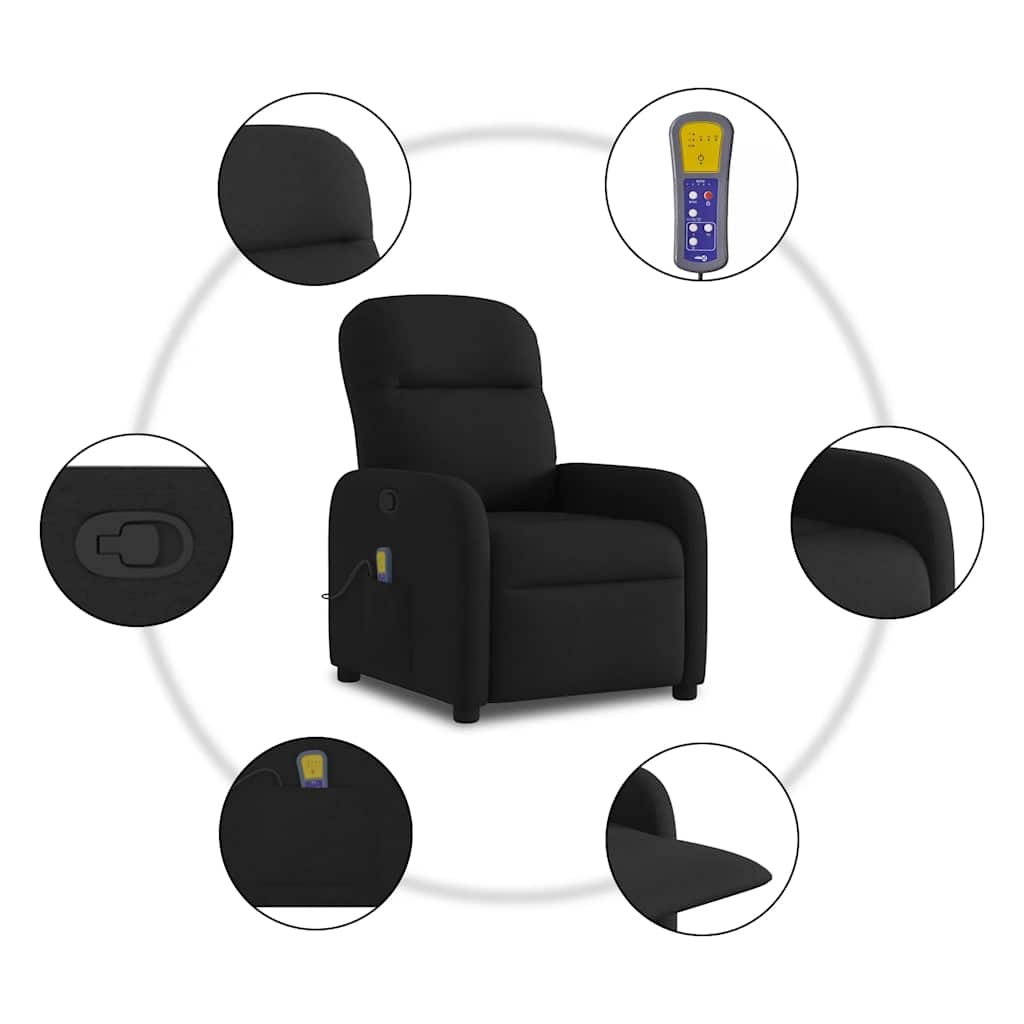 Verstelbare Massagestoel Stof Zwart - 35% Korting