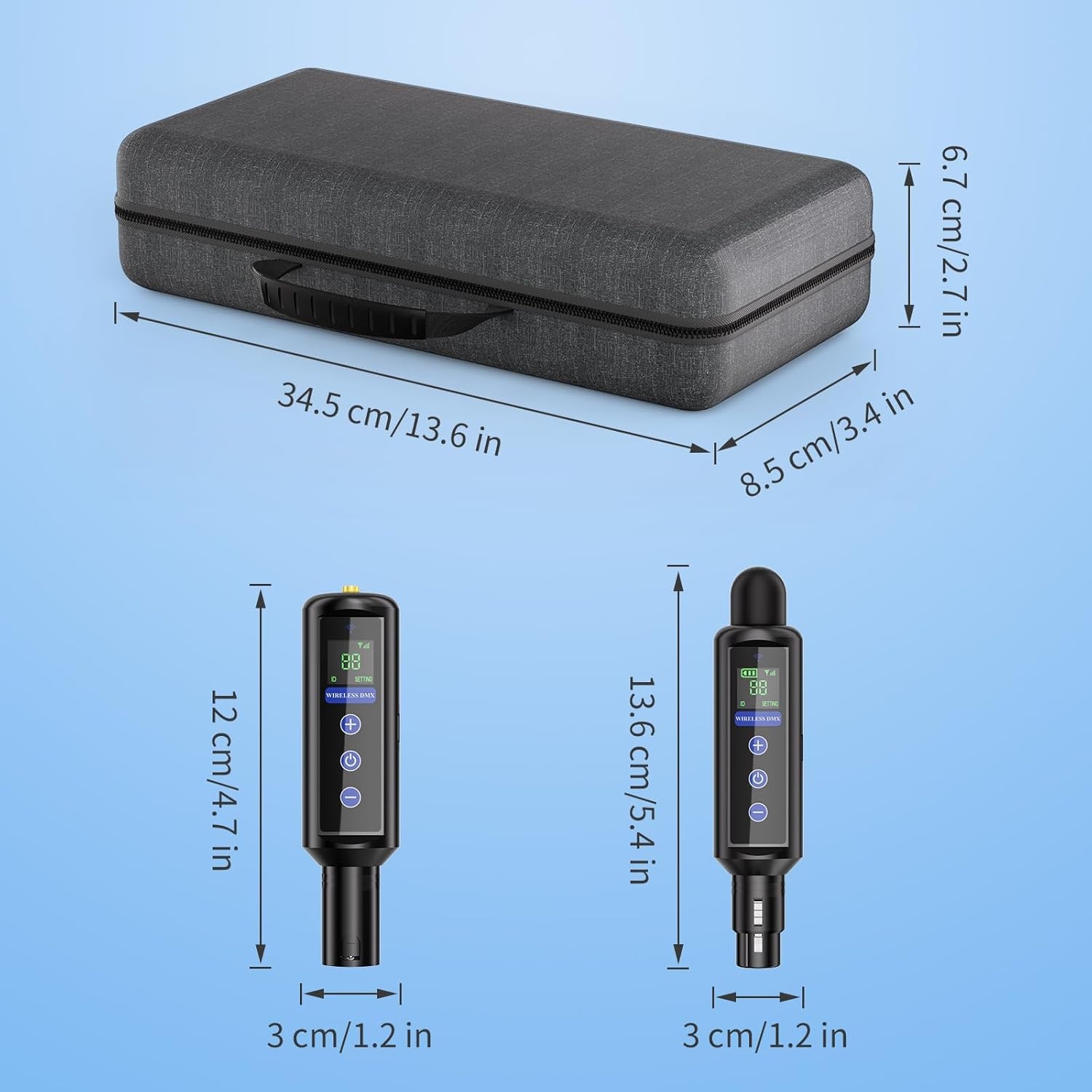 Draadloze controller met box, draadloze zender/6 ontvangers, batterij-aangedreven ontvanger met touchscreen, 20 uur batterijduur