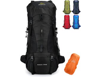 Doshwin 70L Grote Rugzak Kamperen Trekking Wandelen Reizen met Regenhoes - Unisex Zwart