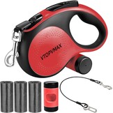 Rollijn 8m voor Middelgrote/Grote Honden tot 50kg - Zwaarteschicht Uitschuifbare Hondenriem met Kabelbestendig Koord, Poepzakhouder en Antislip Handgreep (Rood)