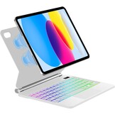 SENGBIRCH Magic Toetsenbord voor iPad A16 11. Gen 2025/10. Gen 10,9 inch 2022 - Duitse QWERTZ achtergrondverlichting multi-trackpad keyboard, hoes voor iPad 11/10th, wit