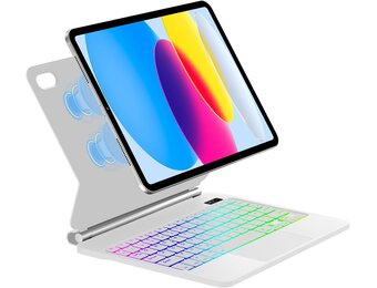 SENGBIRCH Magic Toetsenbord voor iPad A16 11. Gen 2025/10. Gen 10,9 inch 2022 - Duitse QWERTZ achtergrondverlichting multi-trackpad keyboard, hoes voor iPad 11/10th, wit