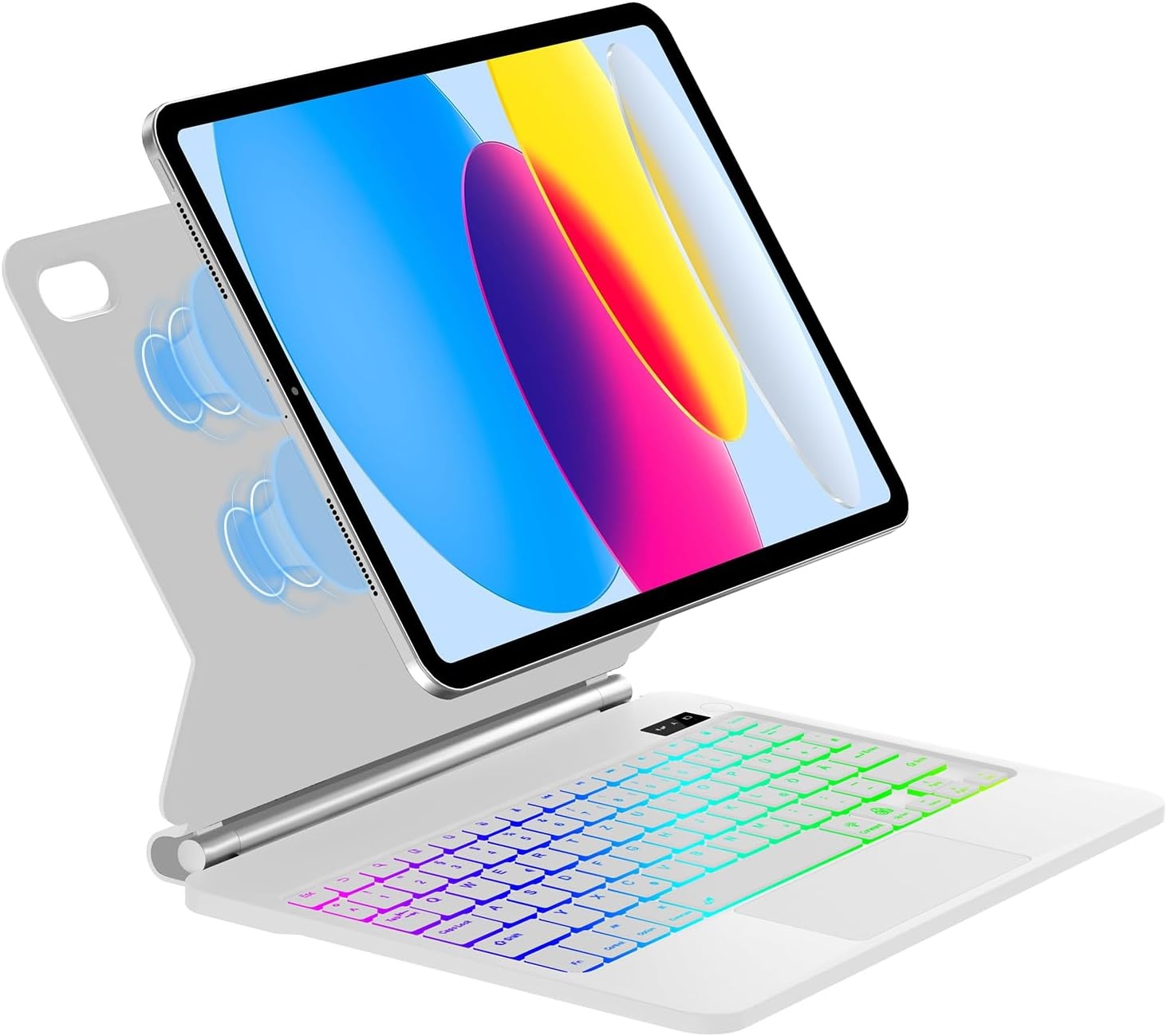 SENGBIRCH Magic Toetsenbord voor iPad A16 11. Gen 2025/10. Gen 10,9 inch 2022 - Duitse QWERTZ achtergrondverlichting multi-trackpad keyboard, hoes voor iPad 11/10th, wit
