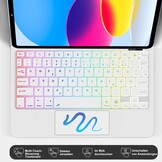 SENGBIRCH Magic Toetsenbord voor iPad A16 11. Gen 2025/10. Gen 10,9 inch 2022 - Duitse QWERTZ achtergrondverlichting multi-trackpad keyboard, hoes voor iPad 11/10th, wit
