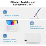SENGBIRCH Magic Toetsenbord voor iPad A16 11. Gen 2025/10. Gen 10,9 inch 2022 - Duitse QWERTZ achtergrondverlichting multi-trackpad keyboard, hoes voor iPad 11/10th, wit