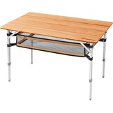 KingCamp campingtafel bamboe vouwtafel in hoogte verstelbaar voor 2 tot 6 personen - Maat 3 hoog - 100 x 65 cm,Met net