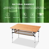 KingCamp campingtafel bamboe vouwtafel in hoogte verstelbaar voor 2 tot 6 personen - Maat 3 hoog - 100 x 65 cm,Met net