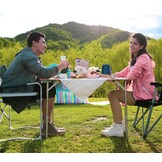 KingCamp campingtafel bamboe vouwtafel in hoogte verstelbaar voor 2 tot 6 personen - Maat 3 hoog - 100 x 65 cm,Met net