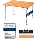 KingCamp campingtafel bamboe vouwtafel in hoogte verstelbaar voor 2 tot 6 personen - Maat 3 hoog - 100 x 65 cm,Met net