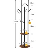HOOBRO Garderobestandaard, vrijstaand kledingrek, garderobe in boomvorm met 8 haken, 2 ronde planken, voor kleding, hoed, tas, woonkamer, slaapkamer, kantoor, vintage bruin-zwart EBF33YM01