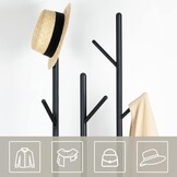 HOOBRO Garderobestandaard, vrijstaand kledingrek, garderobe in boomvorm met 8 haken, 2 ronde planken, voor kleding, hoed, tas, woonkamer, slaapkamer, kantoor, vintage bruin-zwart EBF33YM01