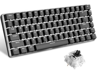 UrChoiceLtd AK33 LED-achtergrondverlichting Anti-ghosting USB Bedraad mechanisch gamingtoetsenbord Zwarte schakelaars voor kantoor, typisten en spelletjes spelen (zwarte schakelaar, zwart)