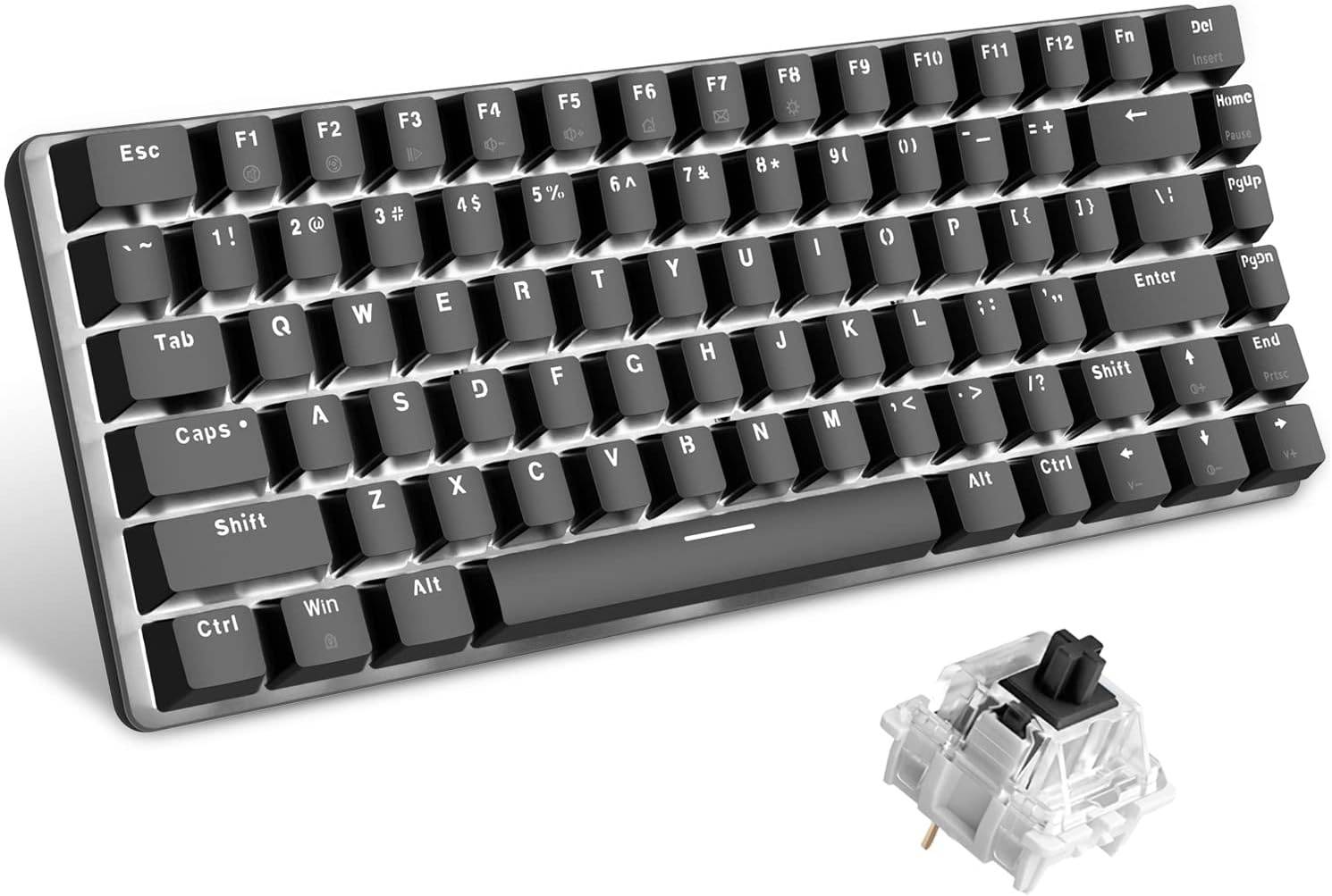 UrChoiceLtd AK33 LED-achtergrondverlichting Anti-ghosting USB Bedraad mechanisch gamingtoetsenbord Zwarte schakelaars voor kantoor, typisten en spelletjes spelen (zwarte schakelaar, zwart)