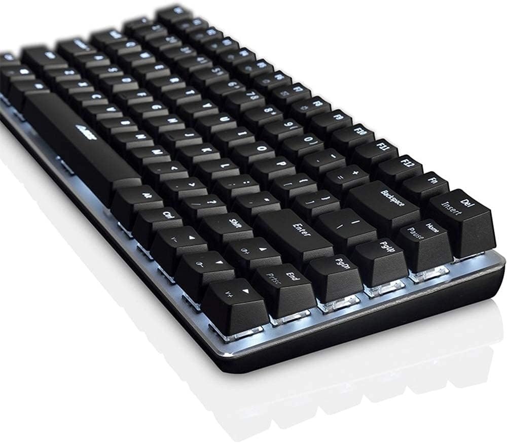 UrChoiceLtd AK33 LED-achtergrondverlichting Anti-ghosting USB Bedraad mechanisch gamingtoetsenbord Zwarte schakelaars voor kantoor, typisten en spelletjes spelen (zwarte schakelaar, zwart)